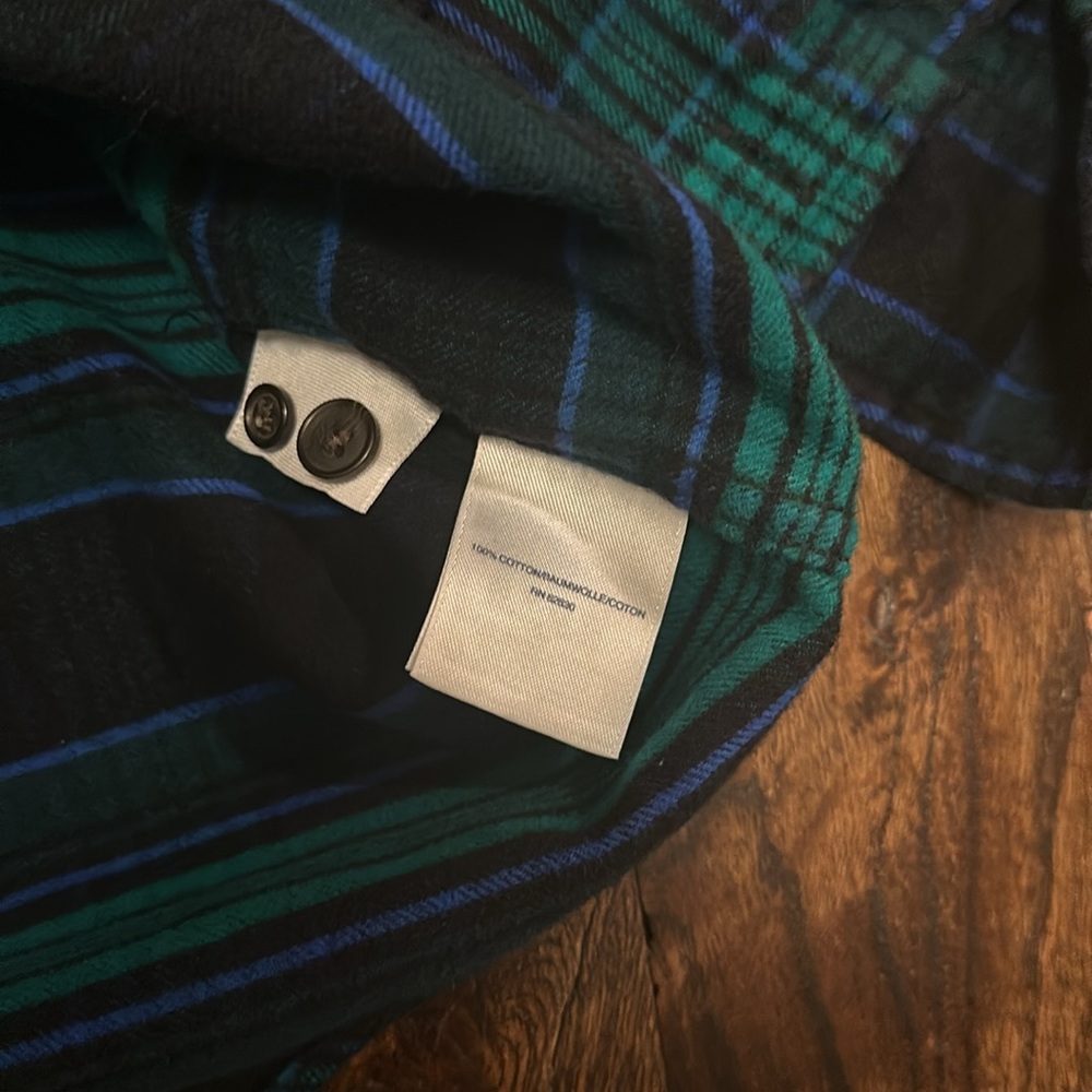 Lands’ End Evergreen Blackwatch plaid cotton flannel traditional fit shirt L - Picture 7 of 7